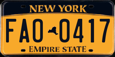 NY license plate FAO0417