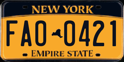 NY license plate FAO0421