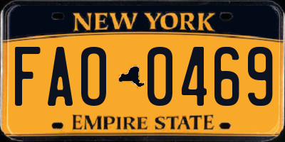 NY license plate FAO0469