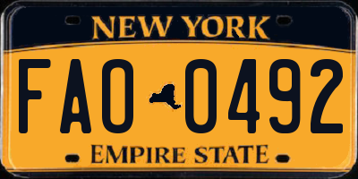 NY license plate FAO0492