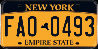 NY license plate FAO0493