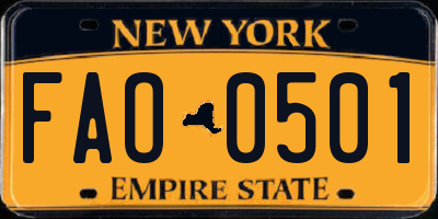NY license plate FAO0501