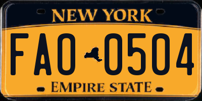 NY license plate FAO0504
