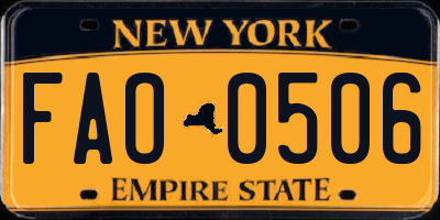 NY license plate FAO0506