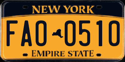 NY license plate FAO0510