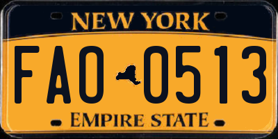 NY license plate FAO0513