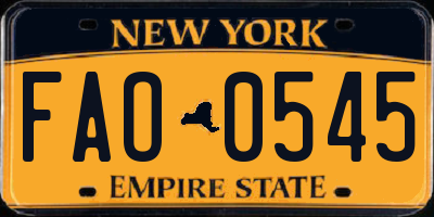NY license plate FAO0545