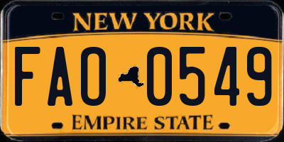 NY license plate FAO0549