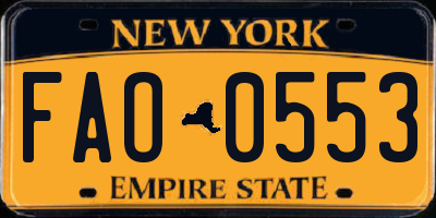 NY license plate FAO0553