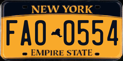 NY license plate FAO0554