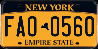 NY license plate FAO0560