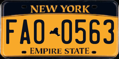 NY license plate FAO0563