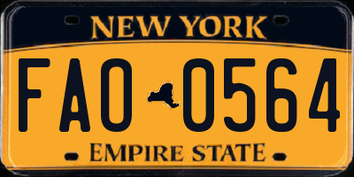 NY license plate FAO0564