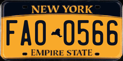 NY license plate FAO0566