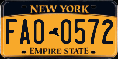 NY license plate FAO0572