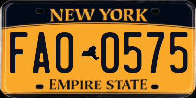NY license plate FAO0575