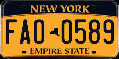 NY license plate FAO0589