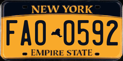 NY license plate FAO0592