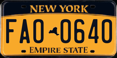 NY license plate FAO0640