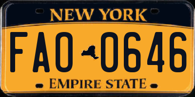 NY license plate FAO0646