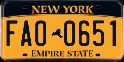 NY license plate FAO0651