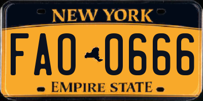 NY license plate FAO0666