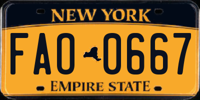 NY license plate FAO0667