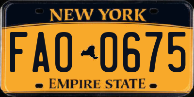 NY license plate FAO0675