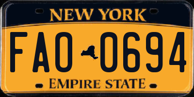 NY license plate FAO0694