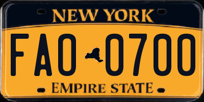 NY license plate FAO0700