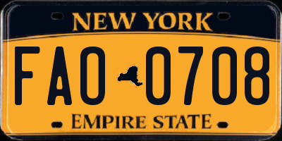 NY license plate FAO0708