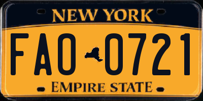 NY license plate FAO0721