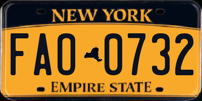 NY license plate FAO0732