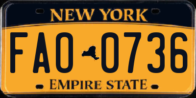 NY license plate FAO0736