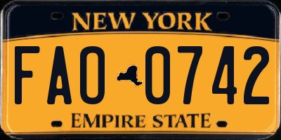 NY license plate FAO0742