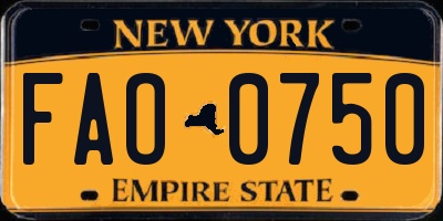 NY license plate FAO0750