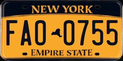 NY license plate FAO0755