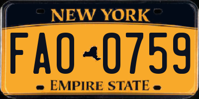 NY license plate FAO0759