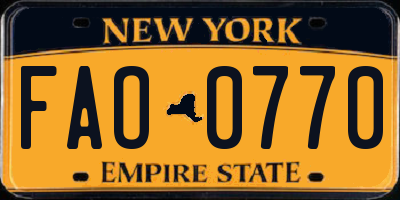 NY license plate FAO0770