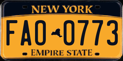 NY license plate FAO0773