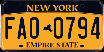 NY license plate FAO0794