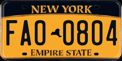 NY license plate FAO0804
