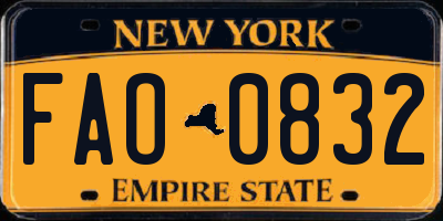 NY license plate FAO0832