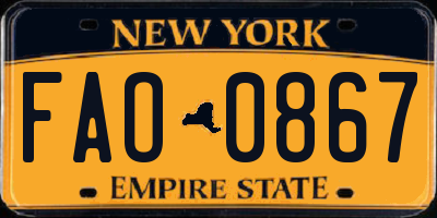 NY license plate FAO0867