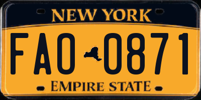 NY license plate FAO0871