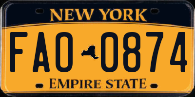 NY license plate FAO0874
