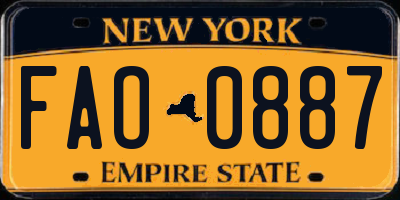 NY license plate FAO0887