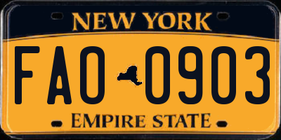 NY license plate FAO0903