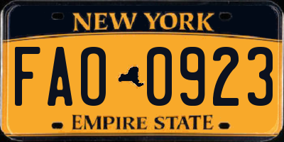 NY license plate FAO0923