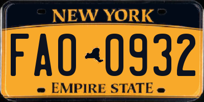 NY license plate FAO0932
